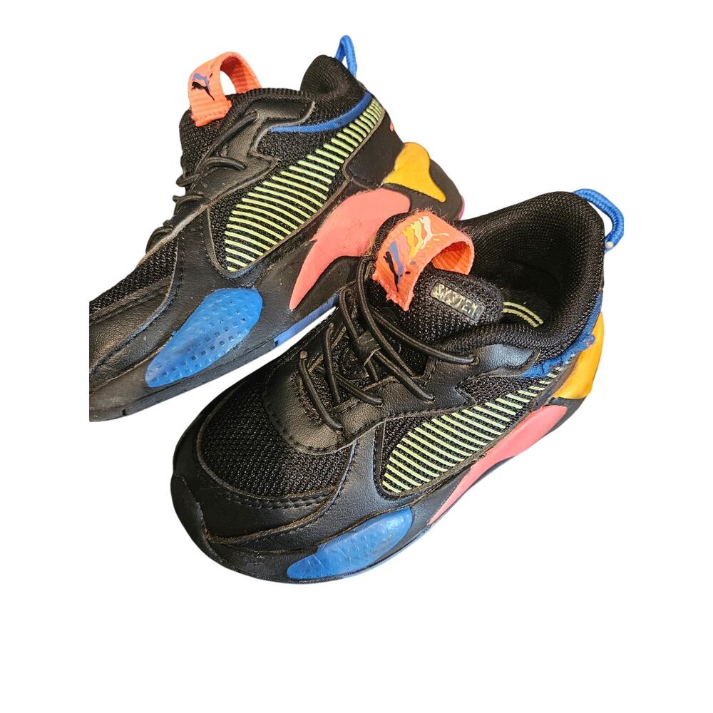 Puma RS-X Sunset sneakers black blue pink 90s retro kids size 7c toddler